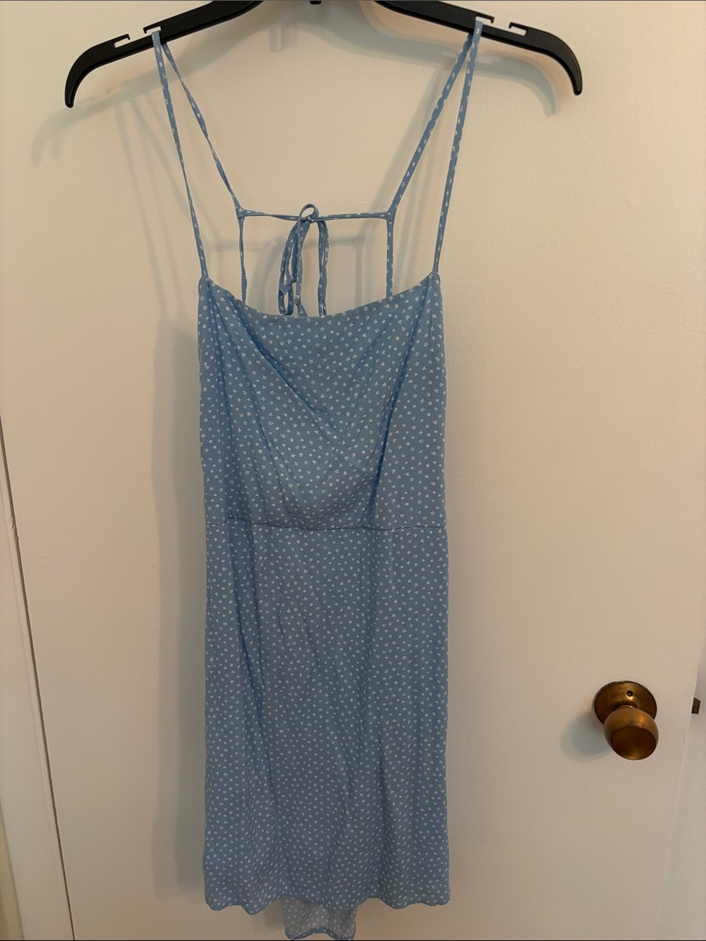 Kendall & Kylie Sky Blue Floral Print Spaghetti Strap Dress